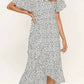 Vestido Boho Floral Manga Corta Cuello En V
