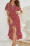 Vestido Boho Floral Manga Corta Cuello En V