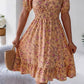 Vestido Boho Floral Manga Corta Escote Cuadrado Con Volantes
