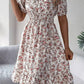 Vestido Boho Floral Manga Corta Escote Cuadrado Con Volantes