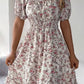 Vestido Boho Floral Manga Corta Escote Cuadrado Con Volantes