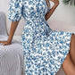 Vestido Boho Floral Manga Corta Escote Cuadrado Con Volantes
