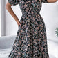 Vestido Boho Floral Manga Corta Escote Cuadrado Con Volantes