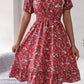 Vestido Boho Floral Manga Corta Escote Cuadrado Con Volantes