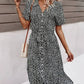 Vestido Boho Floral Midi Escote V Manga Corta Con Botones