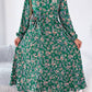 Vestido Boho Floral Midi Manga Larga Cuello Alto Con Cinturón