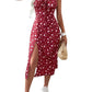 Vestido Boho Floral Tirantes Abertura Lateral Midi