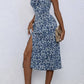 Vestido Boho Floral Tirantes Abertura Lateral Midi