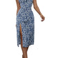 Vestido Boho Floral Tirantes Abertura Lateral Midi