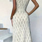 Vestido Boho Largo Beige De Crochet Tejido Sin Mangas Verano Playa