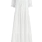 Vestido Boho Largo Blanco De Encaje Algodón Manga Corta Verano Playa