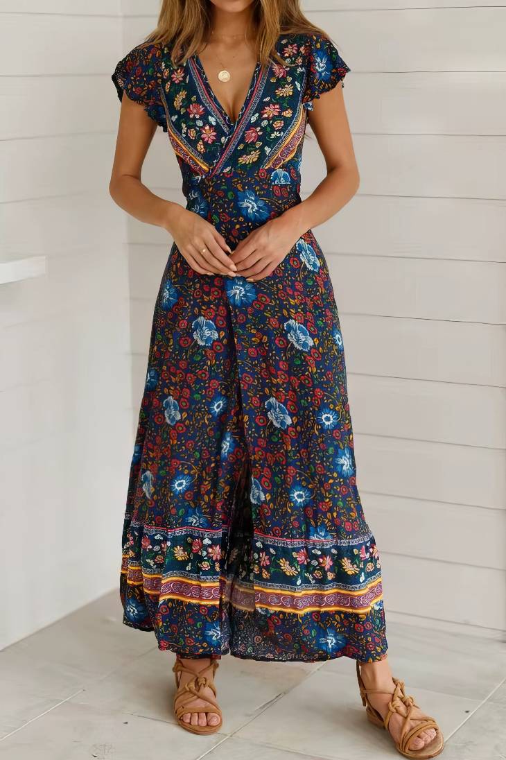 Vestido Boho Largo De Encaje Maxi Manga Larga Estilo Western Elegante