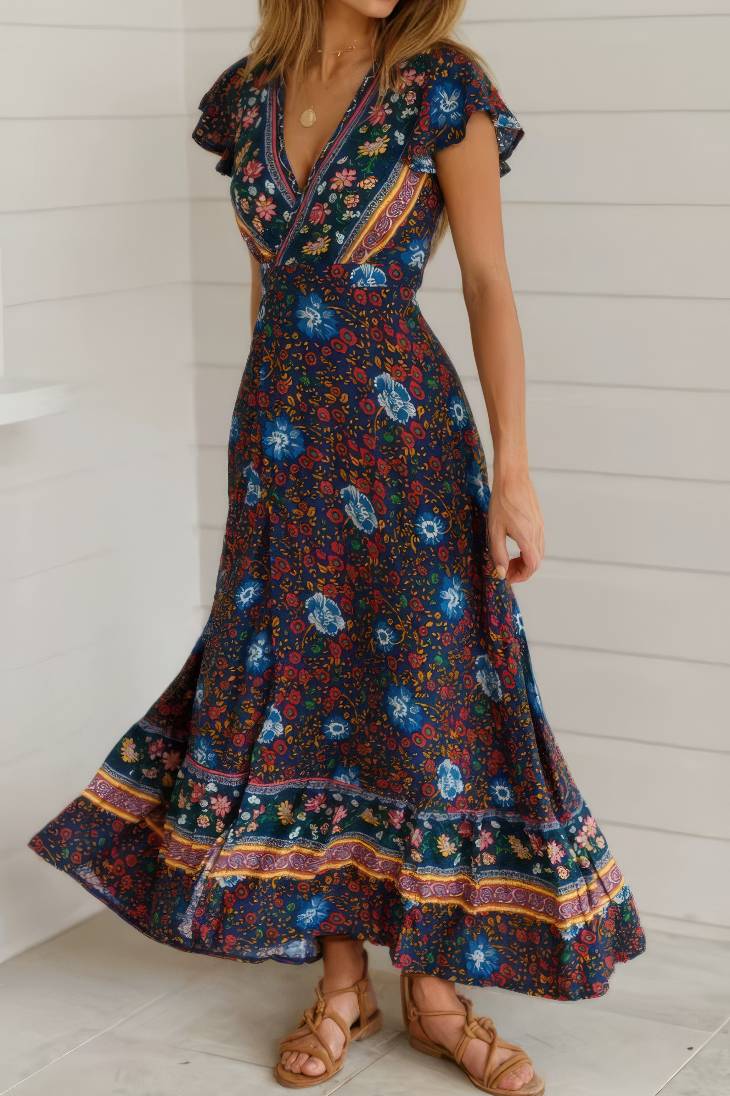 Vestido Boho Largo De Encaje Maxi Manga Larga Estilo Western Elegante