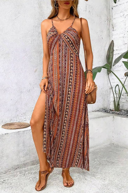 Vestido Boho Largo Estampado Étnico Tirantes Finos