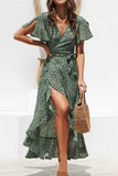 Vestido Boho Largo Floral Cruzado Cuello En V