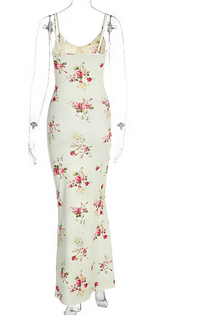 Vestido Boho Largo Floral Tirantes Finos Sin Mangas