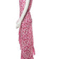 Vestido Boho Largo Rosa Floral Un Hombro Con Volantes