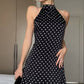 Vestido Boho Lunares Corto Cuello Halter