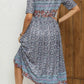Vestido Boho Midi Estampado Floral Cuello Redondo Manga Corta Con Bolsillos