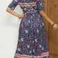 Vestido Boho Midi Estampado Floral Cuello Redondo Manga Corta Con Bolsillos