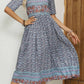 Vestido Boho Midi Estampado Floral Cuello Redondo Manga Corta Con Bolsillos