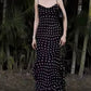 Vestido Boho Negro De Lunares Largo Tirantes Finos Sin Mangas Con Volantes
