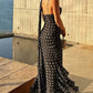 Vestido Boho Negro De Lunares Largo Tirantes Finos Sin Mangas Con Volantes