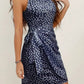 Vestido Corto Estampado Cuello Halter Sin Mangas Elegante