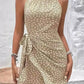 Vestido Corto Estampado Cuello Halter Sin Mangas Elegante