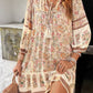 Vestido Corto Floral Boho Cuello En V Con Lazo Manga Larga Volantes Verano
