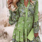 Vestido Corto Floral Cuello En V Manga Larga Volantes Corte Suelto Verano Boho