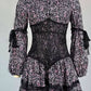 Vestido Corto Floral Cuello En V Profundo Manga Larga Con Volantes Elegante