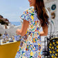 Vestido Corto Floral Manga Corta Volantes Corte Trapecio Verano Boho