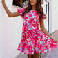 Vestido Corto Floral Manga Corta Volantes Corte Trapecio Verano Boho