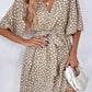 Vestido Corto Lunares Cuello En V Manga Media Cinturón Cruzado Verano Boho