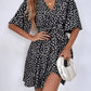 Vestido Corto Lunares Cuello En V Manga Media Cinturón Cruzado Verano Boho