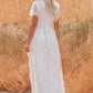 Vestido De Novia Largo De Encaje Escote En V Manga Corta Estilo Boho Elegante
