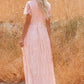 Vestido De Novia Largo De Encaje Escote En V Manga Corta Estilo Boho Elegante