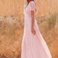Vestido De Novia Largo De Encaje Escote En V Manga Corta Estilo Boho Elegante