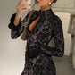 Vestido Encaje Mini Ajustado Manga Larga Escote Profundo