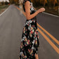 Vestido Largo Floral Cuello En V Sin Mangas Falda Asimétrica Verano Boho
