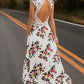 Vestido Largo Floral Cuello En V Sin Mangas Falda Asimétrica Verano Boho