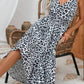 Vestido Largo Leopardo De Tirantes Cuello En V Verano Boho