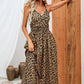 Vestido Largo Leopardo De Tirantes Cuello En V Verano Boho