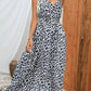 Vestido Largo Leopardo De Tirantes Cuello En V Verano Boho