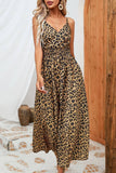 Vestido Largo Leopardo De Tirantes Cuello En V Verano Boho
