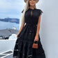 Vestido Maxi De Encaje Cuello Alto Sin Mangas Bordado Calado Verano Boho