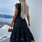 Vestido Maxi De Encaje Cuello Alto Sin Mangas Bordado Calado Verano Boho