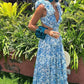 Vestido Maxi Floral Cuello En V Profundo Manga Volantes Abertura Lateral Verano Boho