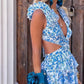 Vestido Maxi Floral Cuello En V Profundo Manga Volantes Abertura Lateral Verano Boho